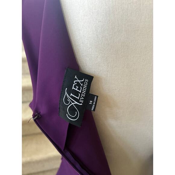 Alex Evenings Dark Purple Draped Embellished Sleeveless Sheath Dress - Picture 7 of 9